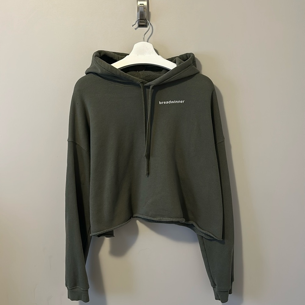 Super Soft Green Cropped "Breadwinner" Hoodie